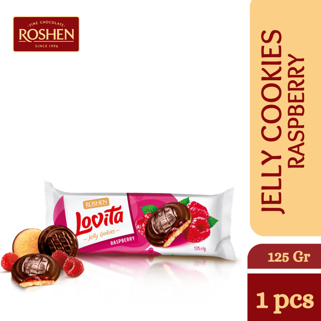 Roshen Lovita Jelly Cookies WITH RASPBERRY JELLY FILLING 135g