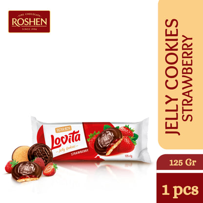 Roshen Lovita Jelly Cookies WITH STRAWBERRY JELLY FILLING 135gx21 (WHOLESALE)