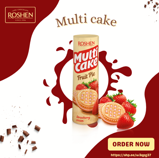 Roshen Biscuit Multicake strawberry cream 180g