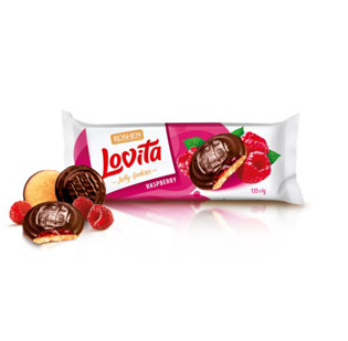 Roshen Lovita Jelly Cookies WITH STRAWBERRY JELLY FILLING 135gx21 (WHOLESALE)