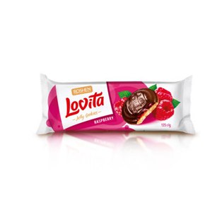 Roshen Lovita Jelly Cookies WITH RASPBERRY JELLY FILLING 135gX21 (WHOLESALE)