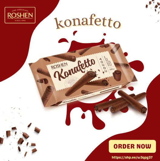 Roshen Konafetto Wafer rolls with cocoa flavoured cream 140g