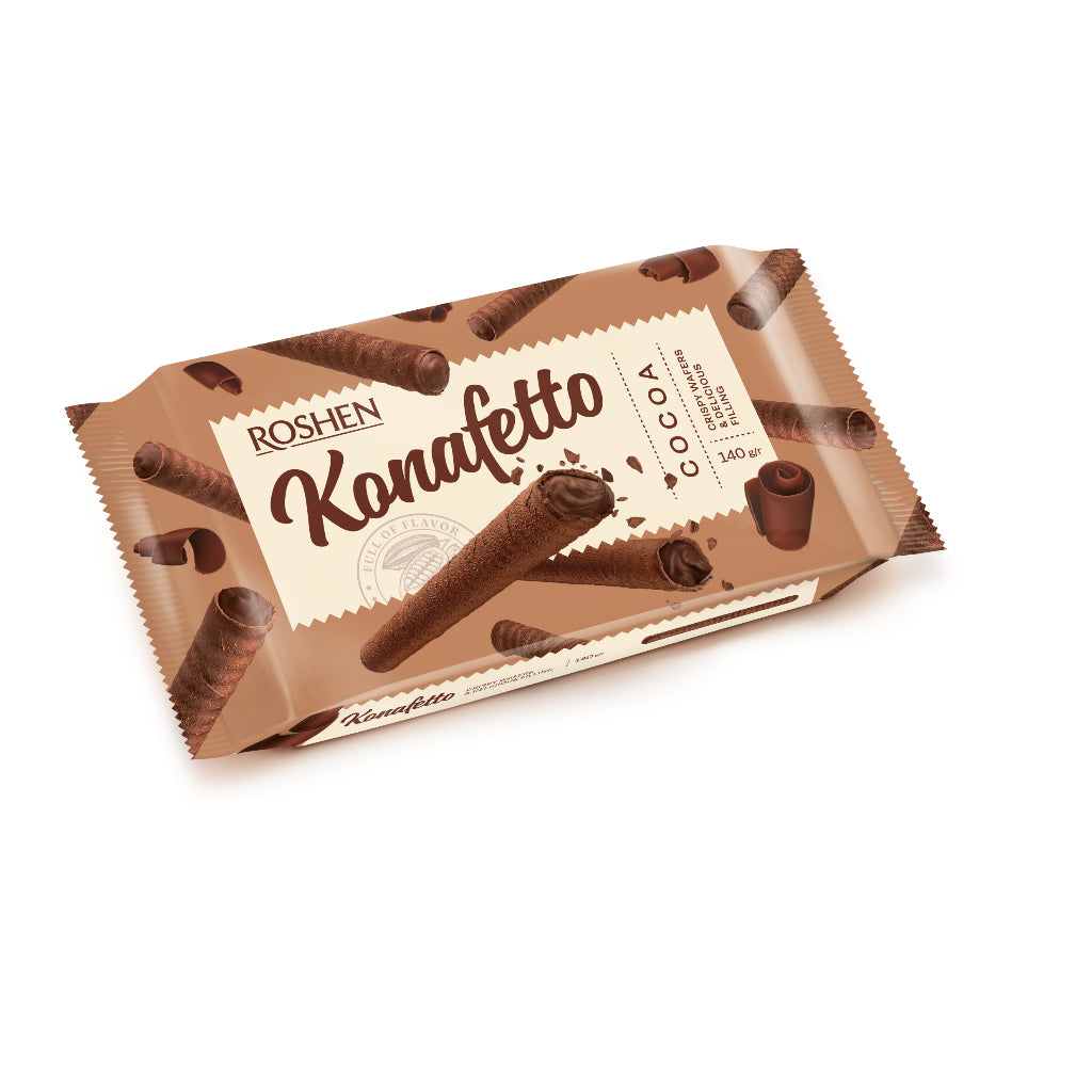 Roshen Konafetto Wafer rolls with cocoa flavoured cream 140g