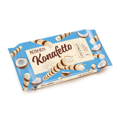 Roshen Konafetto Wafer rolls with coconut flavoured cream 140g