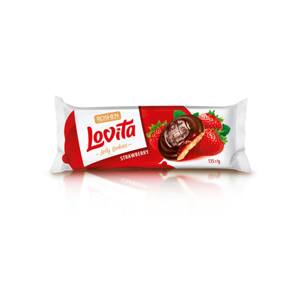 Roshen Lovita Jelly Cookies WITH STRAWBERRY JELLY FILLING 135g